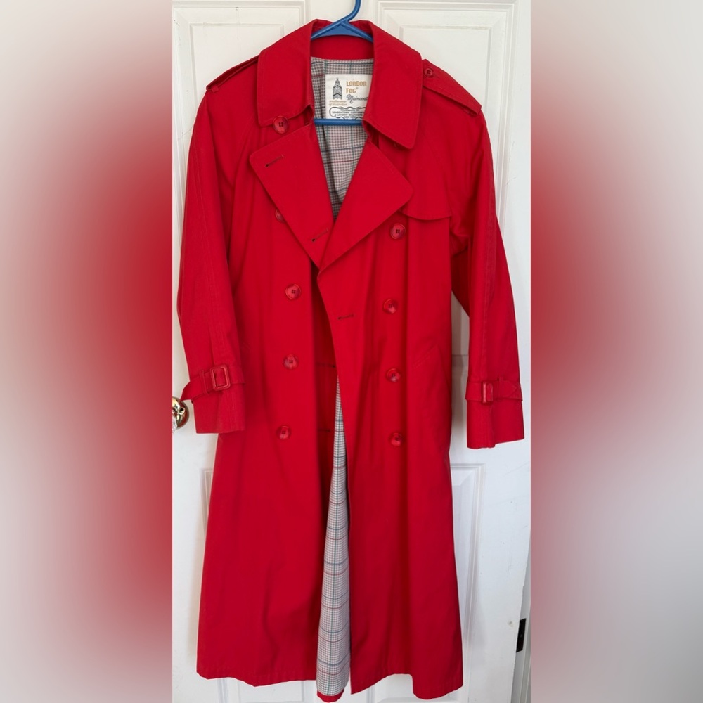 London Fog Fisherman esthetic Red Trench Coat